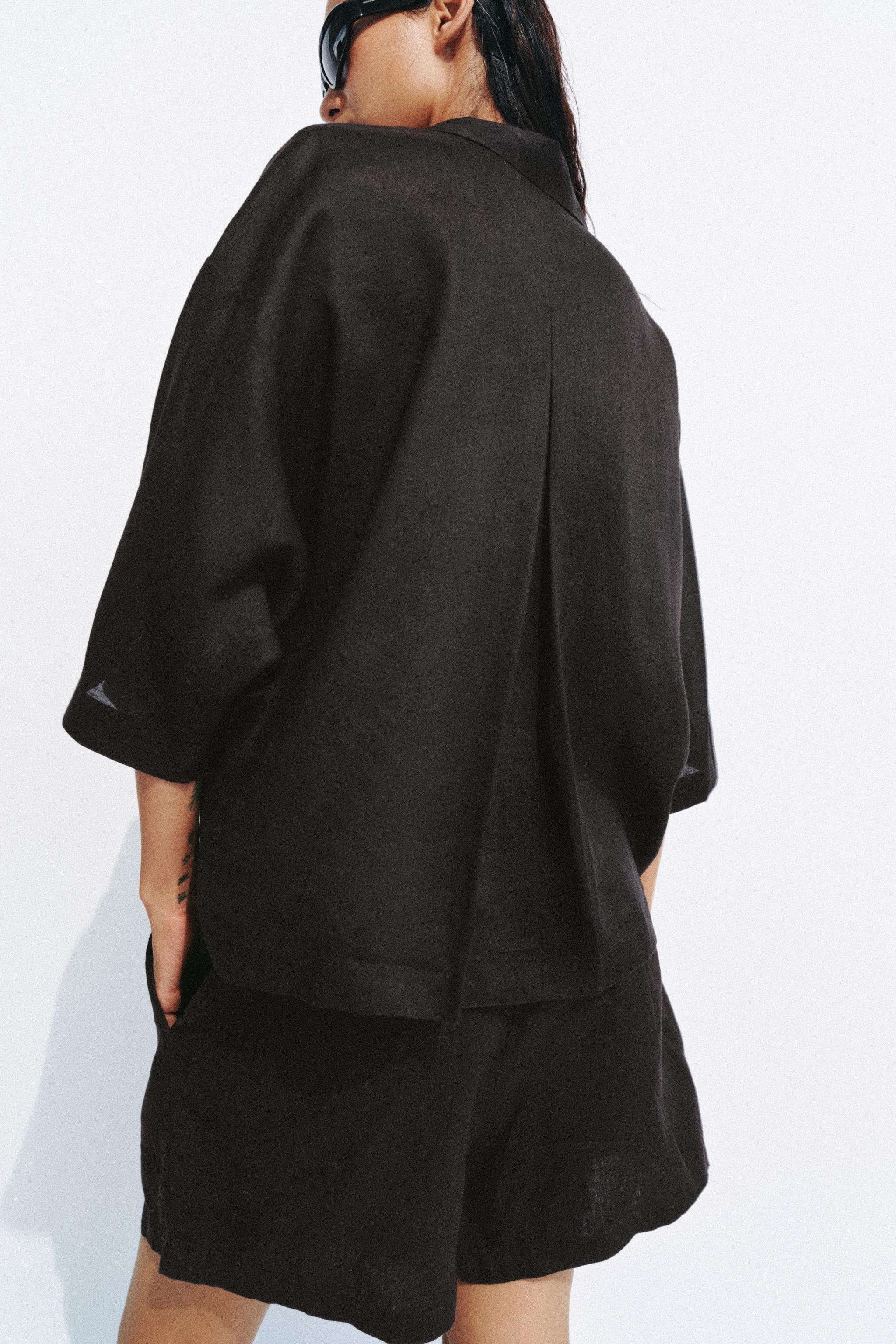 OVERSIZED RAMIE BLEND SHIRT ZW COLLECTION